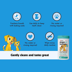 Petkin Toothwipes for Dogs & Cats - 40 Wipes
